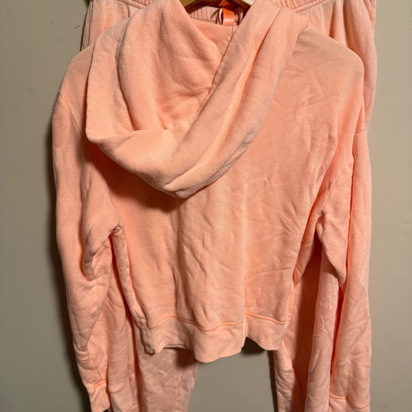 SKIMS Lounge SET French Terry Jogger Cuffed Zip Up Hoodie Orange- Size Large - Picture 9 of 11